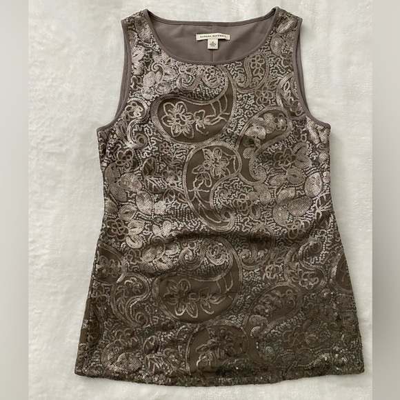 Banana Republic Tops - BANANA Republic Brown Taupe Sequin Sleeveless Top Size 4